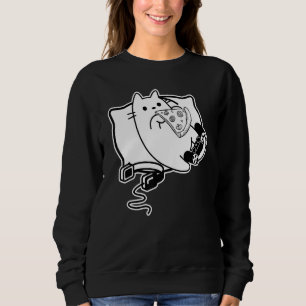 Gamer Cat Girl Boy Laden Pizza Headset und Pad Sweatshirt