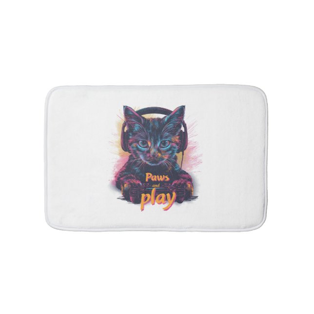 Gamer Cat Level Up Badematte (Vorderseite)