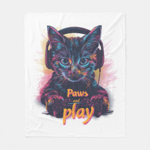 Gamer Cat Level Up Fleecedecke