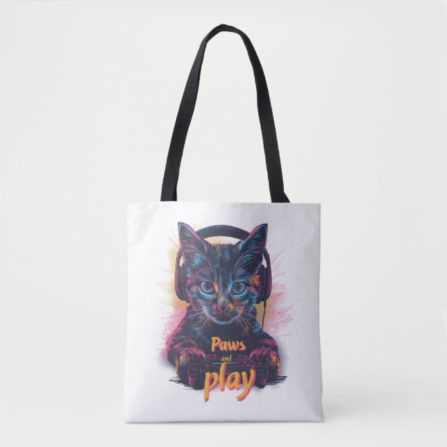 Gamer Cat Level Up Tasche (Vorderseite)