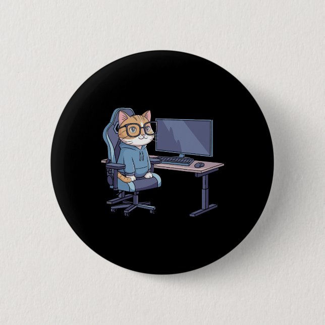 Gamer Cat Squad Funny Meme 1  Button (Vorderseite)