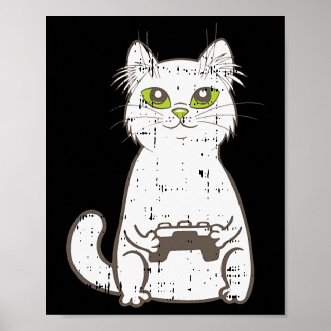Gamer Cat Video Game Controller Niedlich Gaming Ge Poster (Vorne)