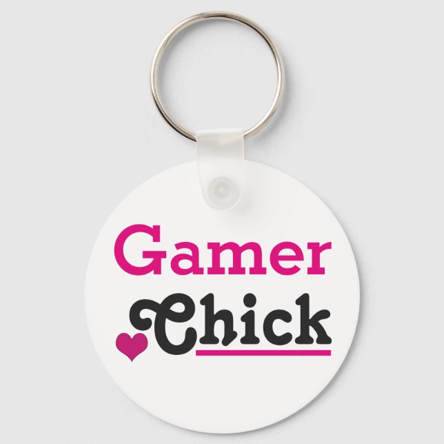 Gamer Chick Schlüsselanhänger (Vorderseite)