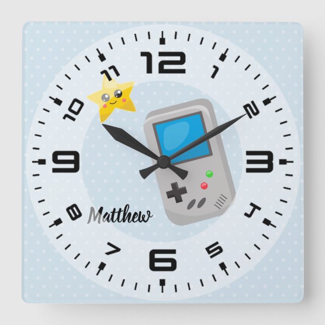 Gamer - choose background color quadratische wanduhr (Vorderseite)