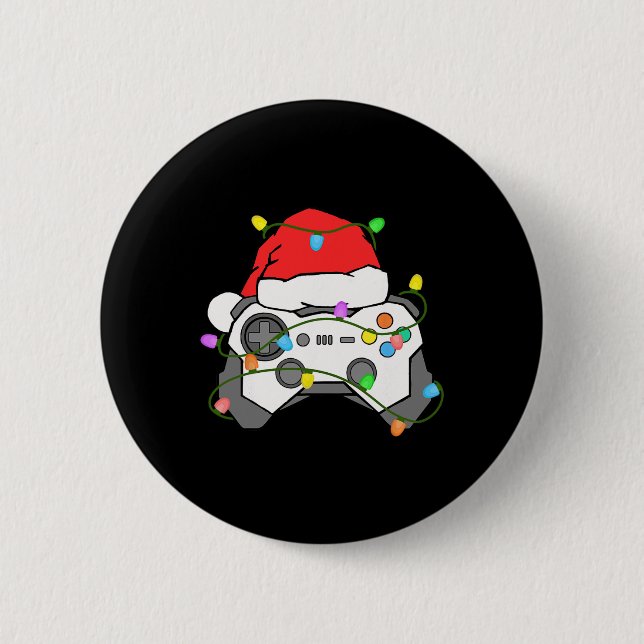 Gamer Christmas Gaming Weihnachtsmannmütze Video G Button (Vorderseite)