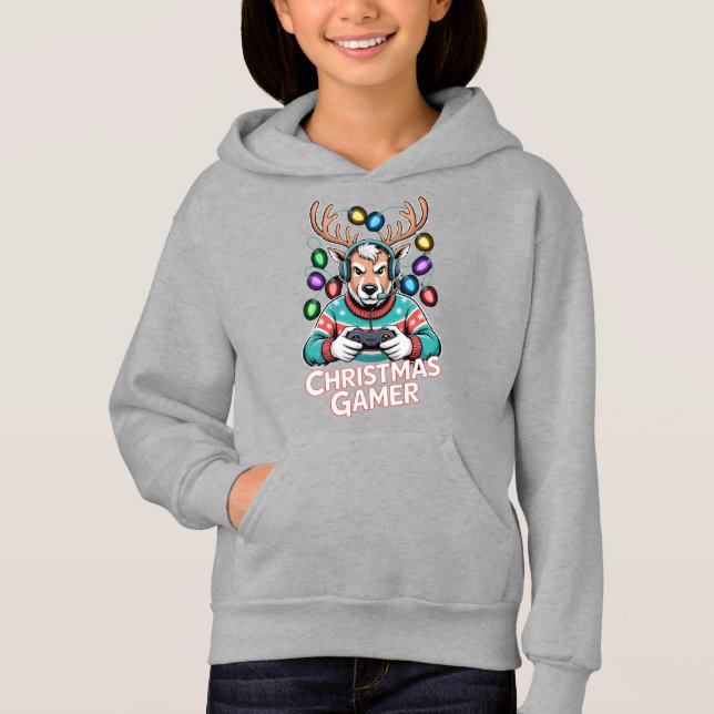 Gamer Christmas Gifts Reindeer Gaming Hoodie (Vorderseite)
