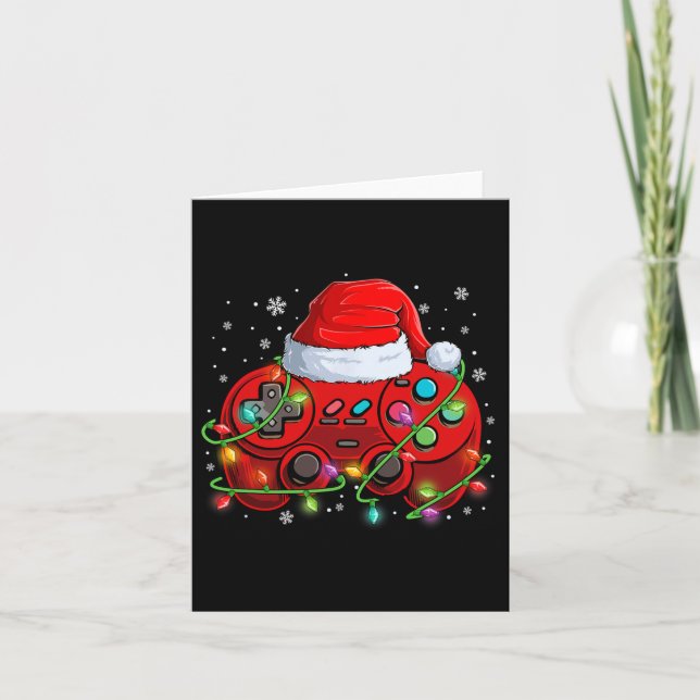 Gamer Christmas Video Game Weihnachtsmannmütze Lig Karte (Vorderseite)