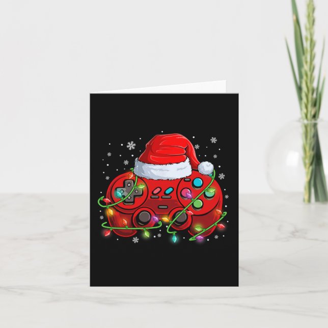 Gamer Christmas Video Game Weihnachtsmannmütze Lig Karte (Vorderseite)