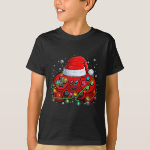Gamer Christmas Video Game Weihnachtsmannmütze Lig T-Shirt