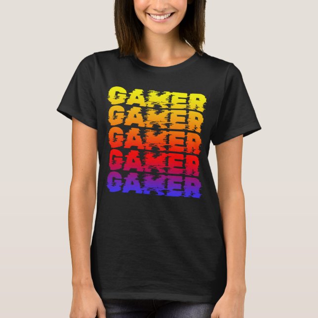Gamer Colorful Typografy Gaming T-Shirt (Vorderseite)