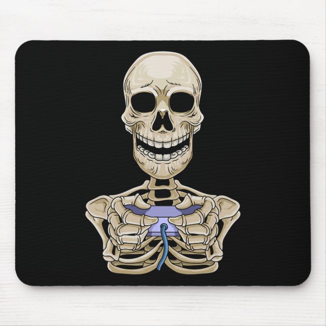 Gamer Controller Halloween Skeleton Mousepad (Vorne)