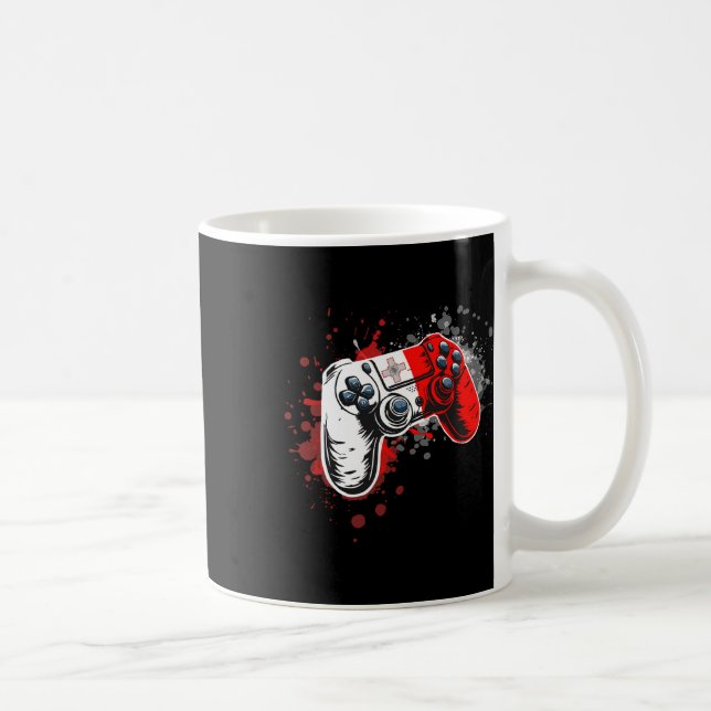 Gamer-Controller mit maltesischer Flagge  Kaffeetasse (Rechts)