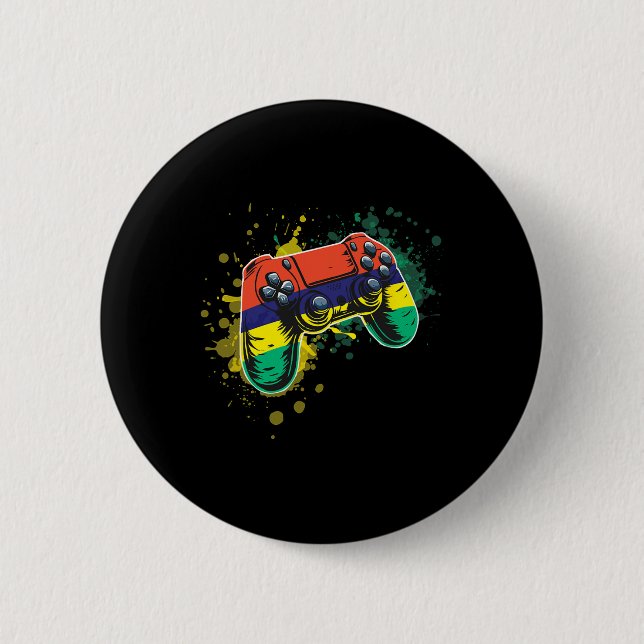Gamer-Controller mit mauritischer Flagge  Button (Vorderseite)