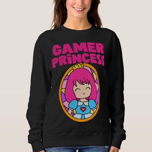 Gamer Cute Princess Video Game  For Her Sweatshirt (Vorderseite)