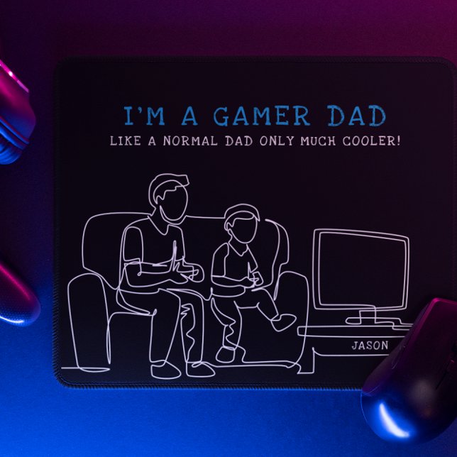 Gamer Dad | Monogramm Vatertag Mousepad (Von Creator hochgeladen)