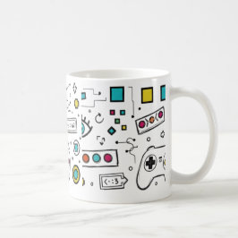 Gamer-Doodle-Art Cool Tech Gaming-Muster  Kaffeetasse