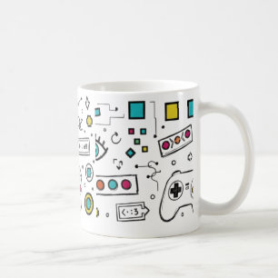 Gamer-Doodle-Art Cool Tech Gaming-Muster Kaffeetasse