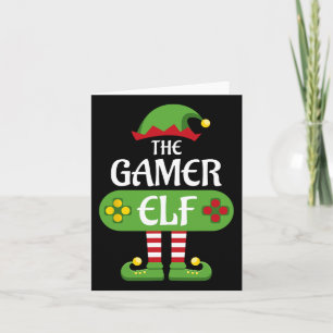 Gamer Elf Christmas Matching Group Family Karte