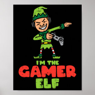 Gamer Elf Dab Xmas Weihnachtsfamilien Kinder Kinde Poster
