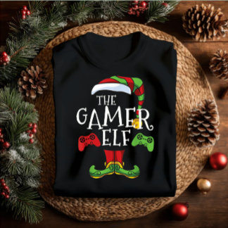 Gamer Elf Familie passt Weihnachtsanfang Name T-Shirt