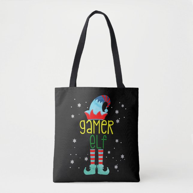 Gamer Elf Funny Frohe Weihnachtsfamilie Matchin Tasche (Vorderseite)