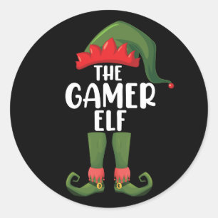 Gamer Elf Matching Family Christmas Gamer Runder Aufkleber