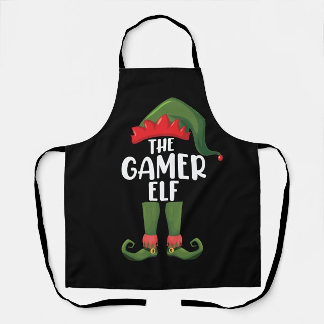 Gamer Elf Matching Family Christmas Gamer Schürze (Vorderseite)