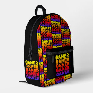 Gamer farbenfrohe Typografie Gaming Bedruckter Rucksack