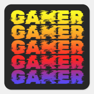 Gamer farbenfrohe Typografie Gaming Quadratischer Aufkleber