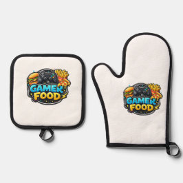 Gamer Food Oven Mitts – Funny Gaming Kitchen Ofenhandschuh & Topflappen-Set
