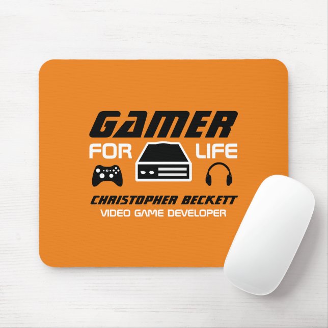 Gamer for Life, Video Game Developer, Designer Mousepad (Mit Mouse)