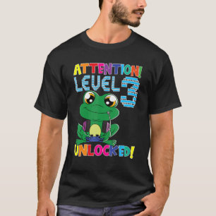 Gamer Frog Boy Achtung Stufe 3 Entsperrtes Gaming T-Shirt
