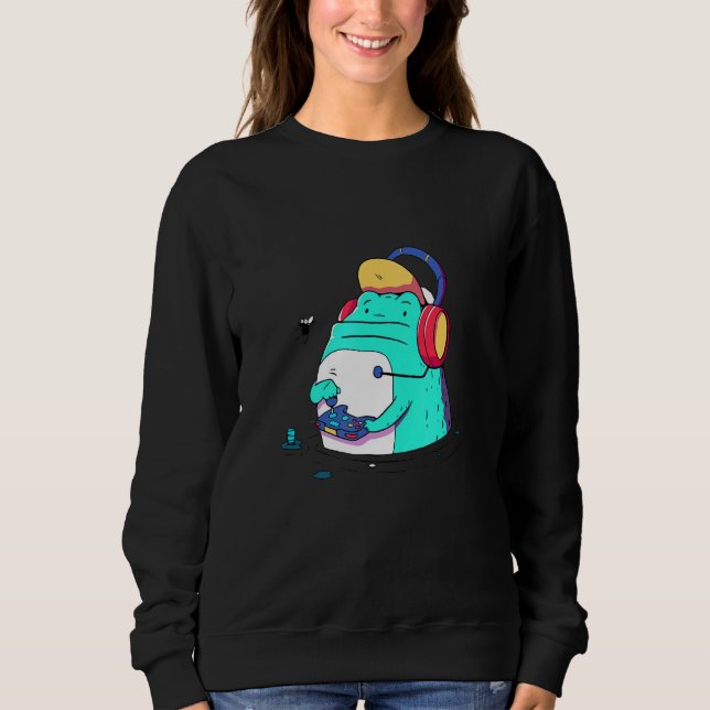 Gamer Frog Playing Sweatshirt (Vorderseite)
