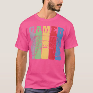 GAMER-GAMING-CONTROLLER 90er RETRO-FARBSTREIFEN fr T-Shirt