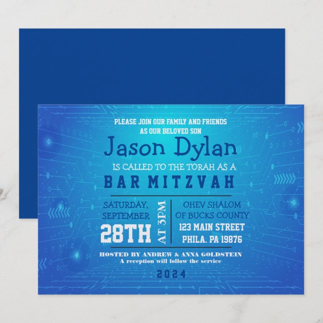 GAMER GAMING DIGITAL Bar Mitzvah Einladung (Vorne/Hinten)