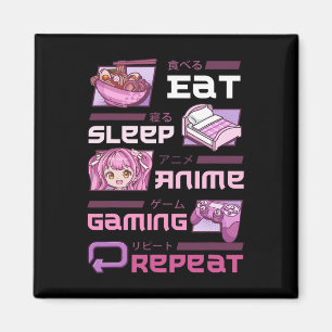 Gamer Gaming Videospiele Lustig Essen Schlafen Ani Magnet