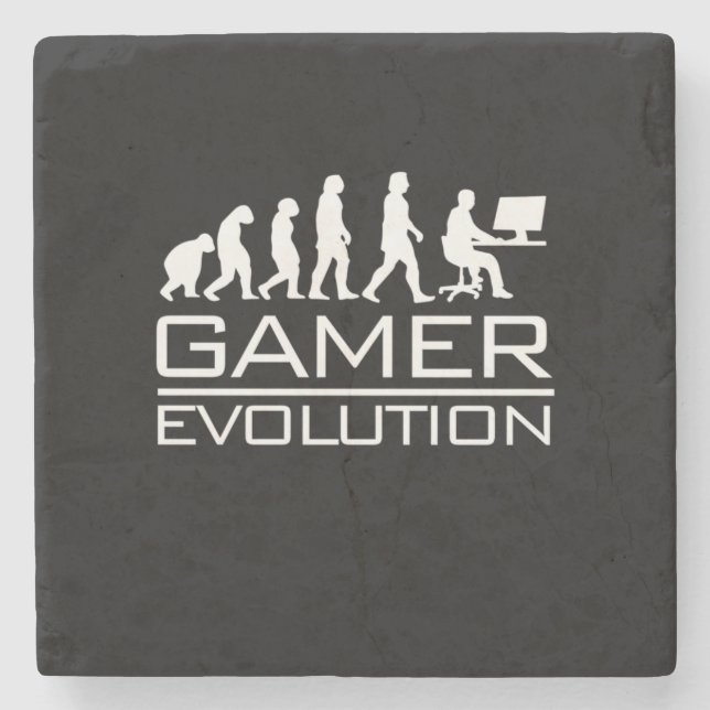 Gamer-Geschenk | Gamer-Evolution Steinuntersetzer (Vorderseite)