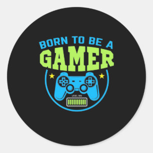 Gamer-Geschenk   Geboren, Gamer zu sein Runder Aufkleber