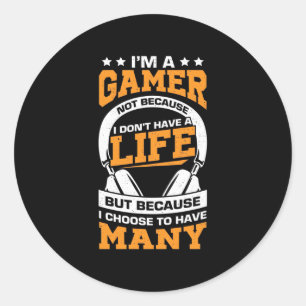 Gamer-Geschenk Stolz bin ich Gamer Runder Aufkleber