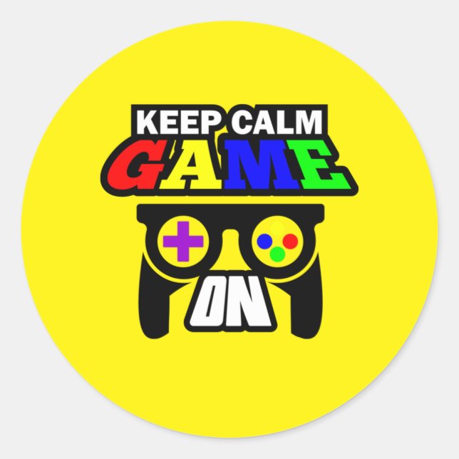 Gamer Gift Behalte Beruhiges Spiel auf Runder Aufkleber (Vorderseite)