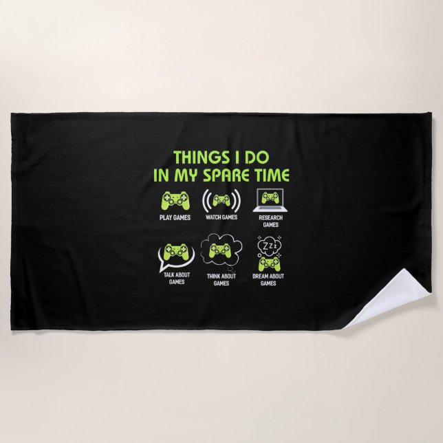 Gamer Gift | Things Gamer Do In My Spare Time Strandtuch (Vorderseite)