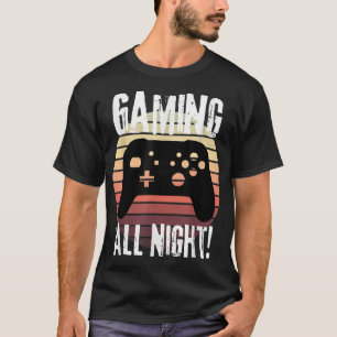 Gamer Gifts Retro Controller Gaming All Night Fun T-Shirt