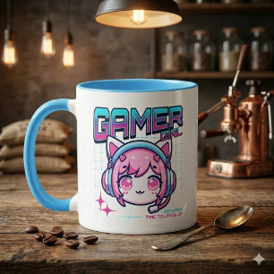 Gamer Girl Cat Kaffeetasse