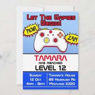 Gamer Girl Comic 12e anniversaire Invitation