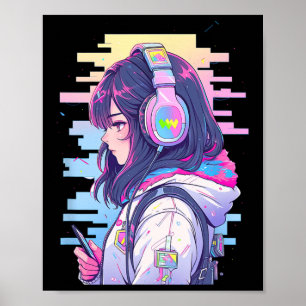 Gamer Girl Funny Pastel Japan Anime Streamer Japan Poster