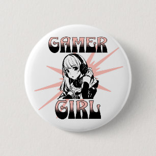 Gamer Girl Gaming Button