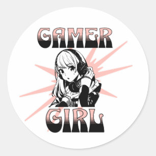 Gamer Girl   Gaming Runder Aufkleber