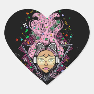 Gamer Girl Herz-Aufkleber