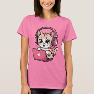 Gamer Girl Katze Gaming Süß T-Shirt