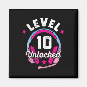 Gamer Girl Level 10 Entsperrtes Videospiel 10. Geb Magnet